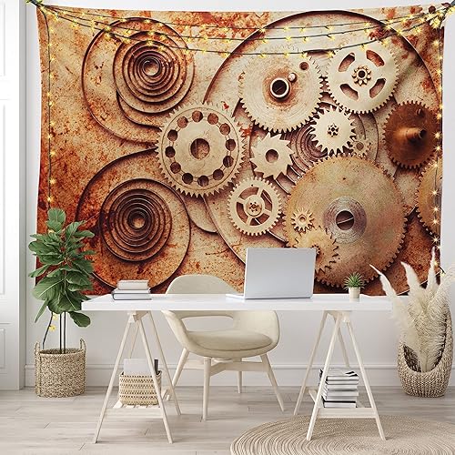 Miniatura 7 de Ambesonne Tapiz vintage, detalles de relojes mecánicos, diseño steampunk, diseño steampunk, para colgar en la pared para dormitorio, sala de estar,