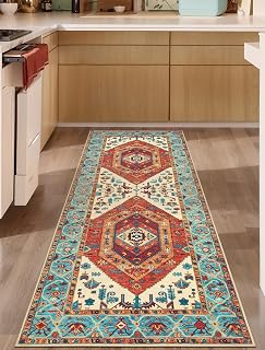 SERISSA 2x6 Washable Non Slip Boho Runner Rug for Hallway,Orange
