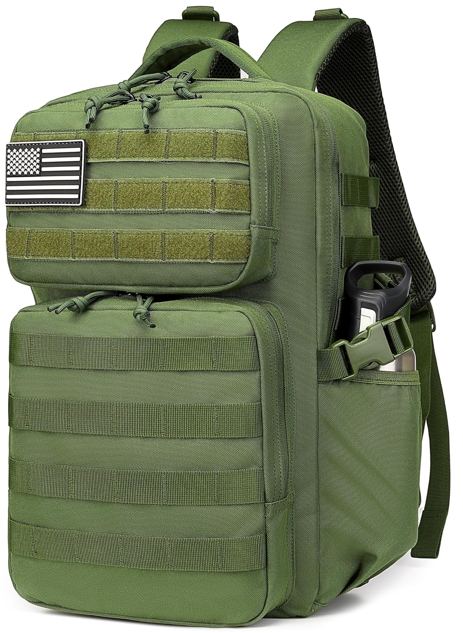 Wotony Militärischer taktischer Rucksack für Herren, wasserdichter Tagesrucksack, 3-Tage-Assault Pack, Molle-Tasche mit Wasserflaschenhalter (Militärgrün, 25 l)
