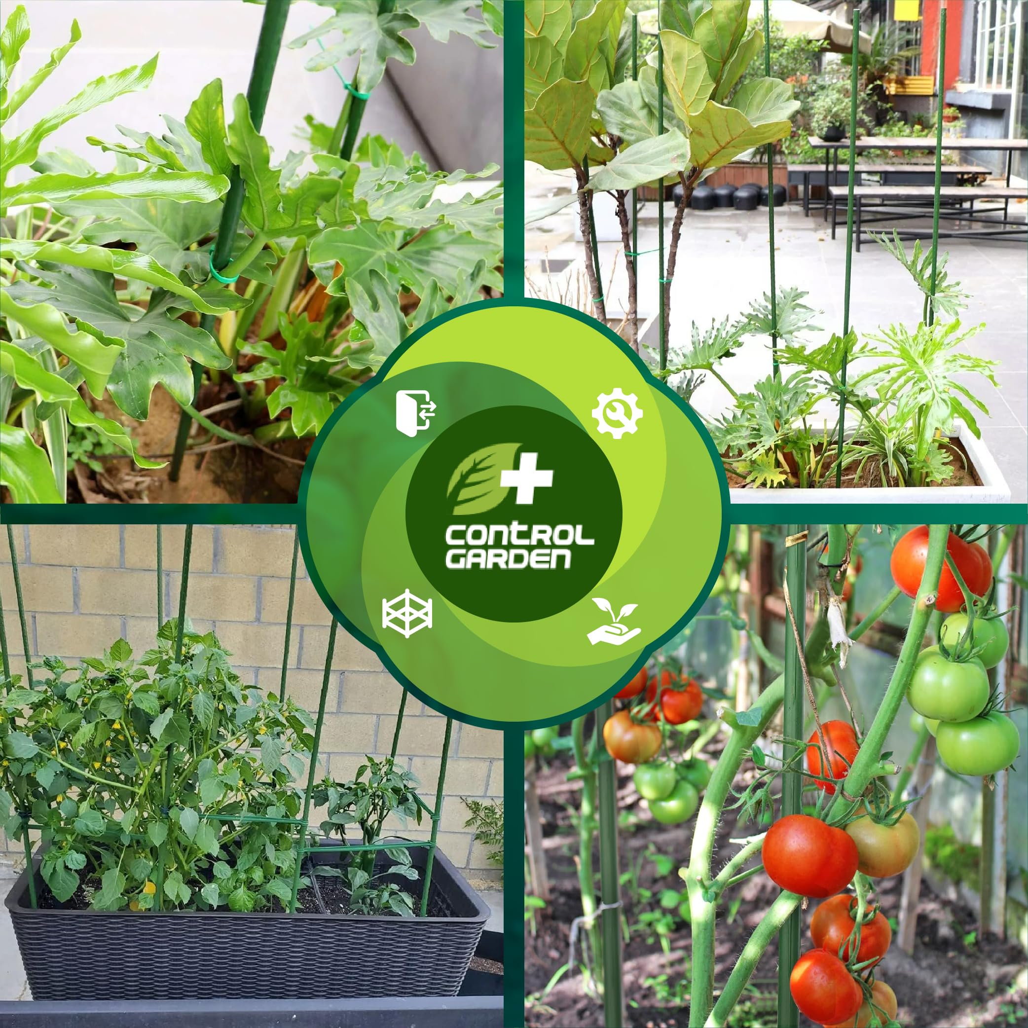 Tutor Per Piante In Acciaio Plastificato 150cm - Pack Da 10, Per Interni Ed Esterni