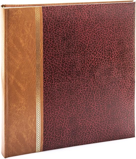 Kenro Grace Classic Red Faux Leather Photo Album with Gold Details for 200 Photos 7x5 / 13x18cm with Slip-in Pages and Memo Space- KD105RD