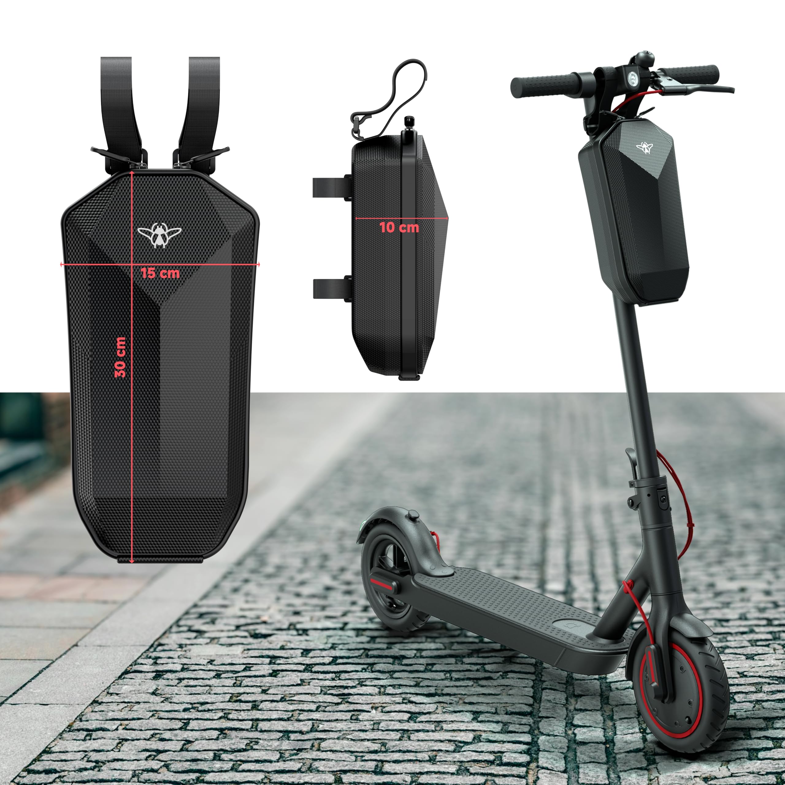 CASR Borsa grande borsa universale 4L per bicicletta e monopattino – impermeabile e resistente agli urti, design riflettente e facile da montare, look urbano elegante – nero
