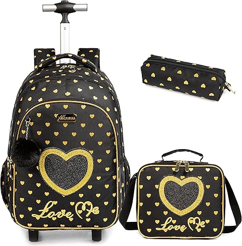 Egchescebo Mochilas escolares para niños, mochila con ruedas para niñas, equipaje con ruedas