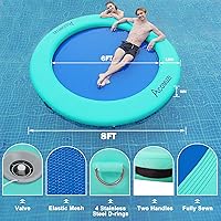 Vista 4 de Water Hammock Inflatable Floating Dock, Round Floating Ring Lake Floats for Adults, Heavy Duty Pool Float Raft for Ocean and Lake, 6FT/8FT/10FT