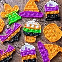 Halloween Party Favors - 24 Mini Pop Bubbles Bulk with Keychain for Kids