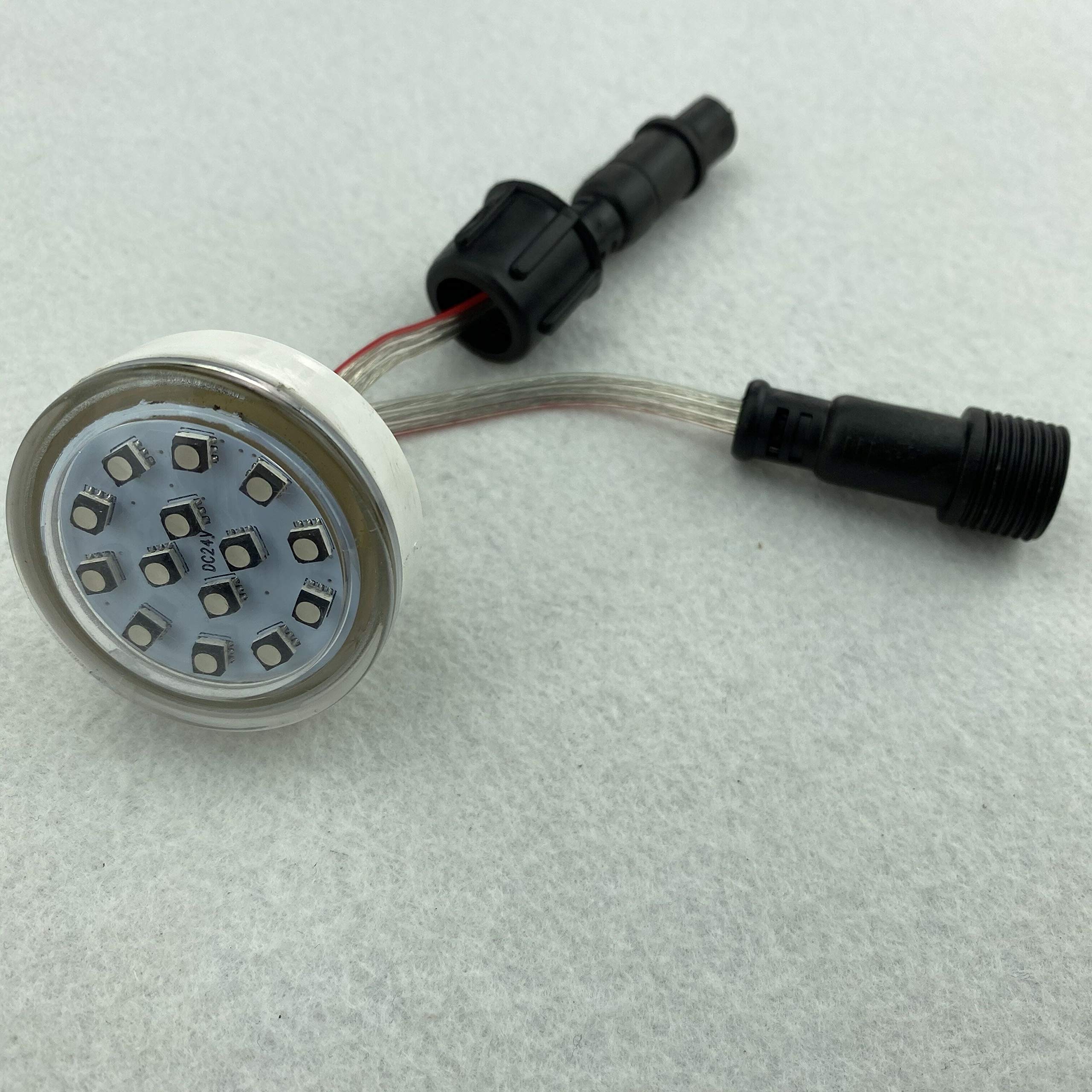 WENWENLEE Addressable 45mm led Pixel Light;DC12V/24V; IP67;UCS1903/WS2811 IC;Clear Cover;with 10cm Long 3 core Waterproof Pigtails(14LEDs 24V xConnect)