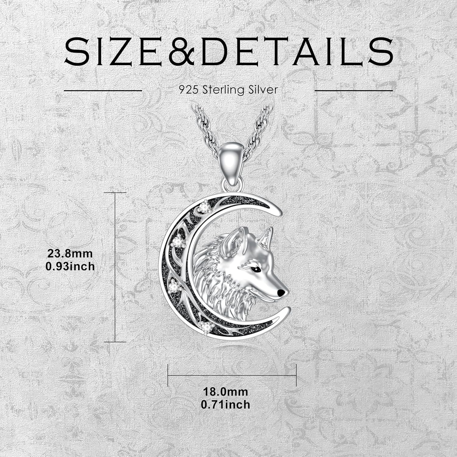 Diamond Wolf Necklace Crescent Moon Wolf Necklaces 925 Sterling Silver Animal Wolf Pendant Wolf Jewelry for Women Men Birthday Christmas Gifts - Image 4