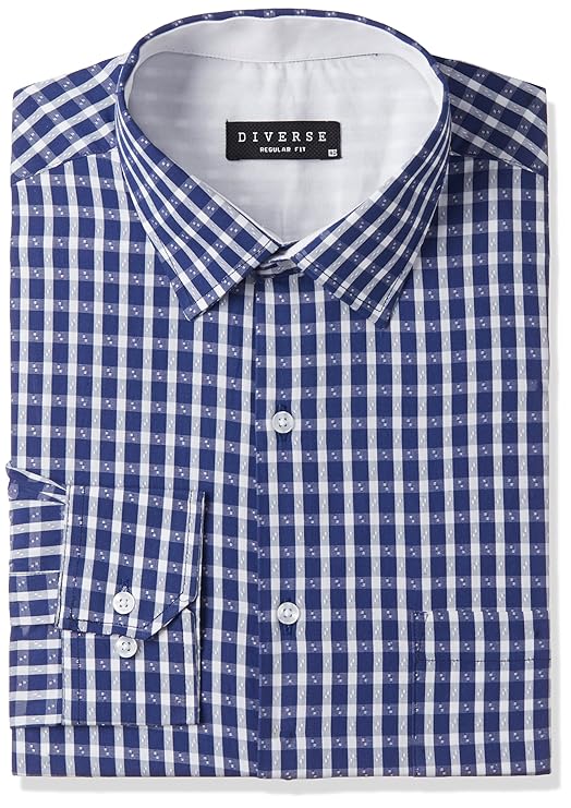 Diverse Men's Checkered Regular Fit Cotton Formal Shirt Amazon.in