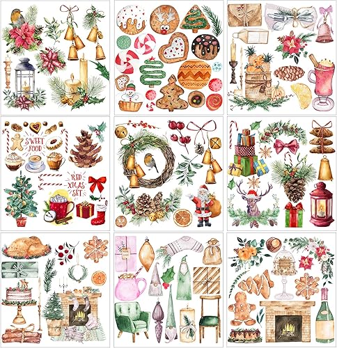 Frotar en transferencias para manualidades, 9 hojas de Navidad frotar en transferencias para manualidades, transferencias de liquidación para