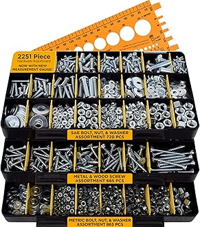 2,050 Piece Hardware Assortment Kit with Screws, Nuts, Bolts & Washers (3 Trays)