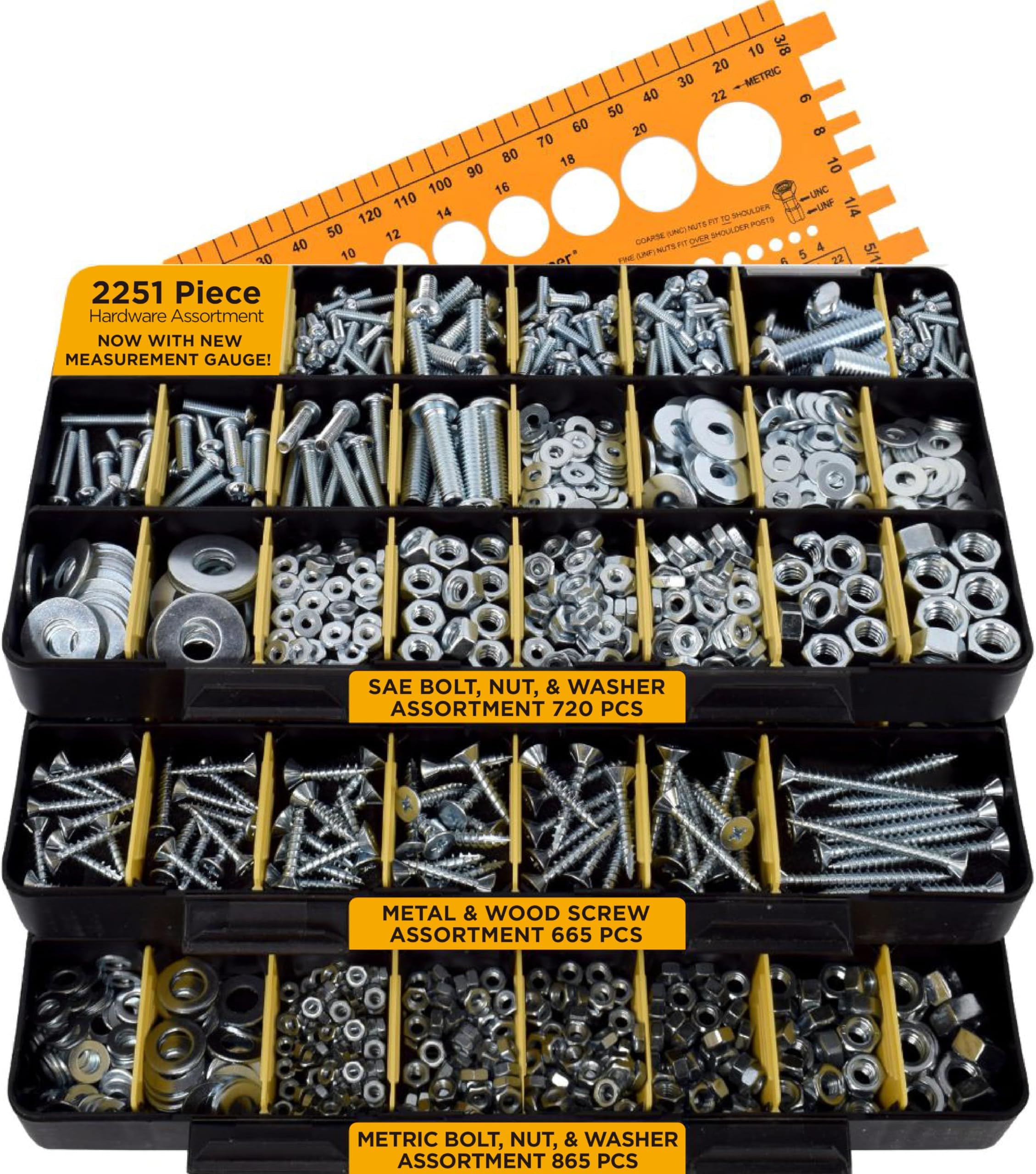 JACKSON PALMER 1,700 Piece Hardware Assortment Kit with Screws, Nuts, Bolts & Washers (3 Trays)