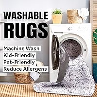 Vista 7 de Eyely HSW102A-28 - Alfombra tradicional Didim con medallón gris bohemio lavable a máquina, estilo granjero, persa, dormitorio, cocina, sala