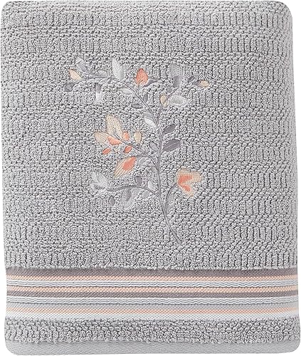 SKL Home by Saturday Knight Ltd. - Toalla de baño con hojas de invernadero, color gris, pequeña
