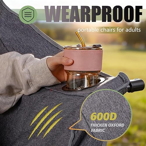 Miniatura 3 de Silla de camping doble para 2 personas, silla de campamento plegable acolchada para dos adultos, sofá plegable para campamento al aire libre, sofá