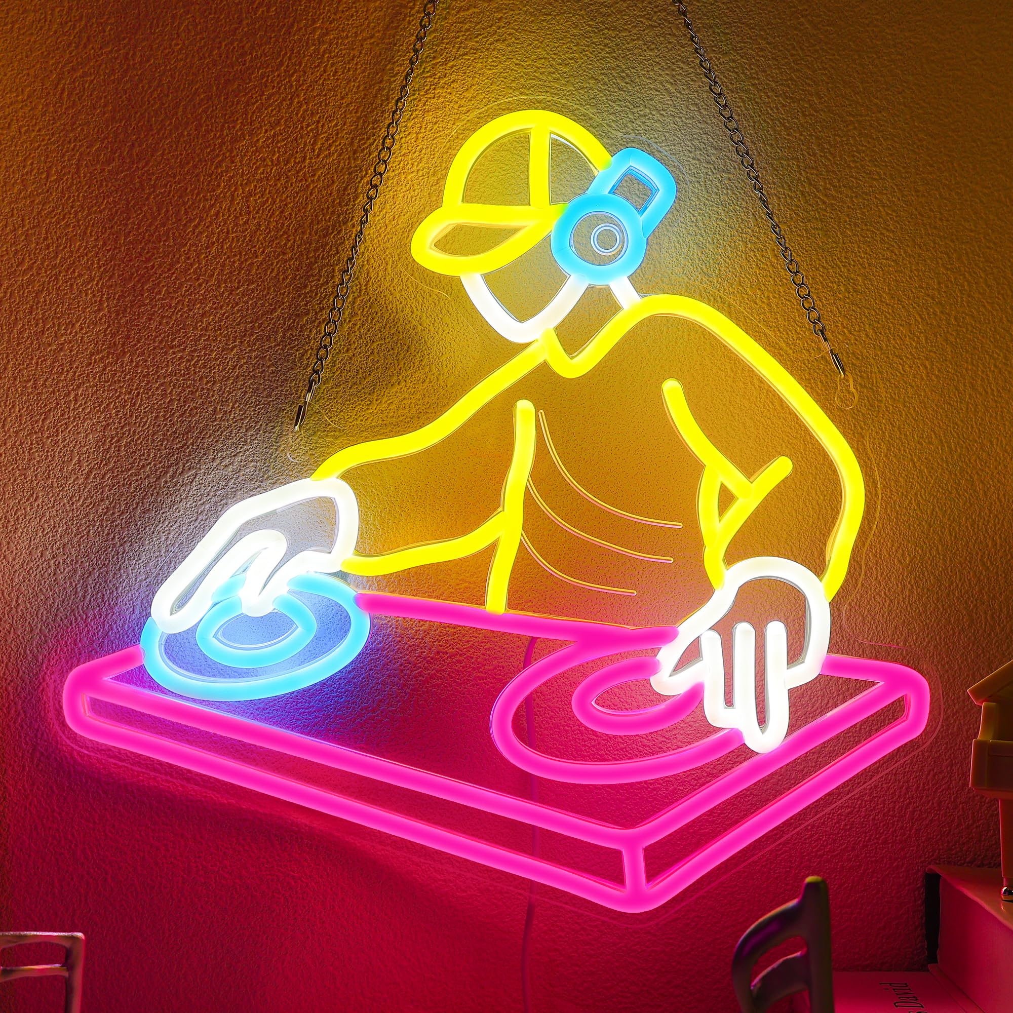 CoolGift Mart DJ Neon Light, Dimmable LED Neon Wall Sign USB Powered, Decorations for Bedroom Man Cave Bar Club, Gift for DJ and Heavy Metal Music Lovers โ image 1