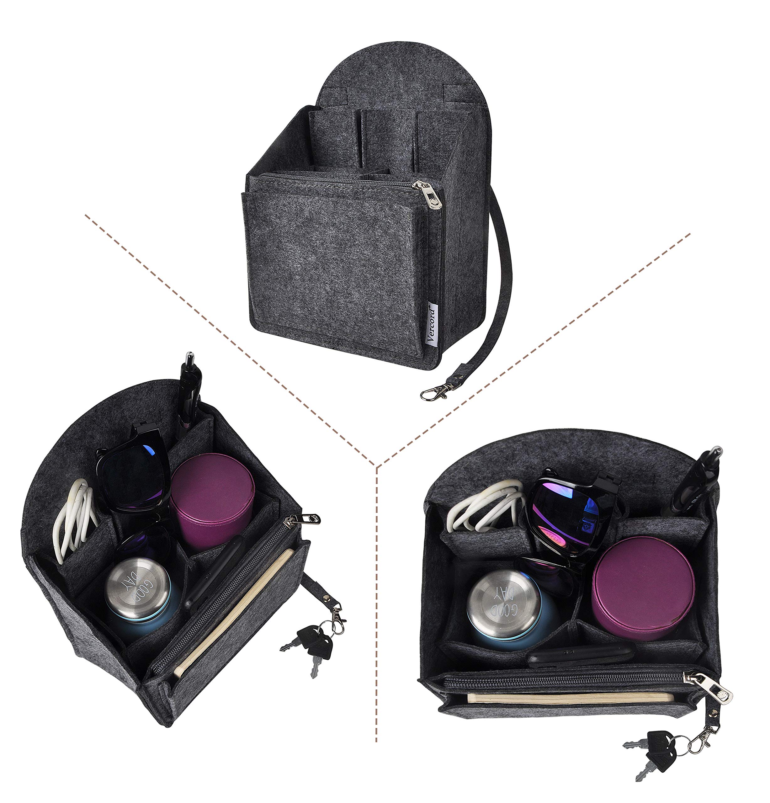 Organizador de mochila de fieltro, bolsa de hombro, 5 colores, 2 tamaños, Gris 5