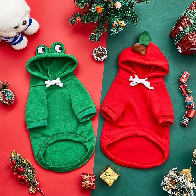 2 Hoodies para Perro con Forma de Rana y Manzana, Suéter Abrigado Talla M miniatura 5