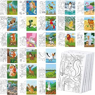 Thenshop 24 Pcs Pre Drawn Canvas for Painting for Kids Adults 5 x 7 Inch Painting Canvas with Pictures to Paint Pre Printed Canvas Panels Christmas Party Gifts for DIY Classroom Paint Party Favors