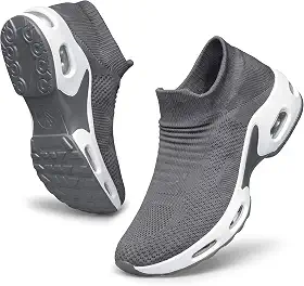 Tênis feminino para caminhada – Tênis casual diário sem cadarço confortável para trabalho de enfermagem, Cinza escuro, 38