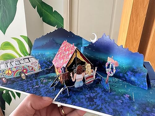 Miniatura 2 de By 1368DATRA - Tarjetas de cumpleaños emergentes para niños hippier, aventura de campamento, 3D, tarjeta de felicitación emergente de hermanas,