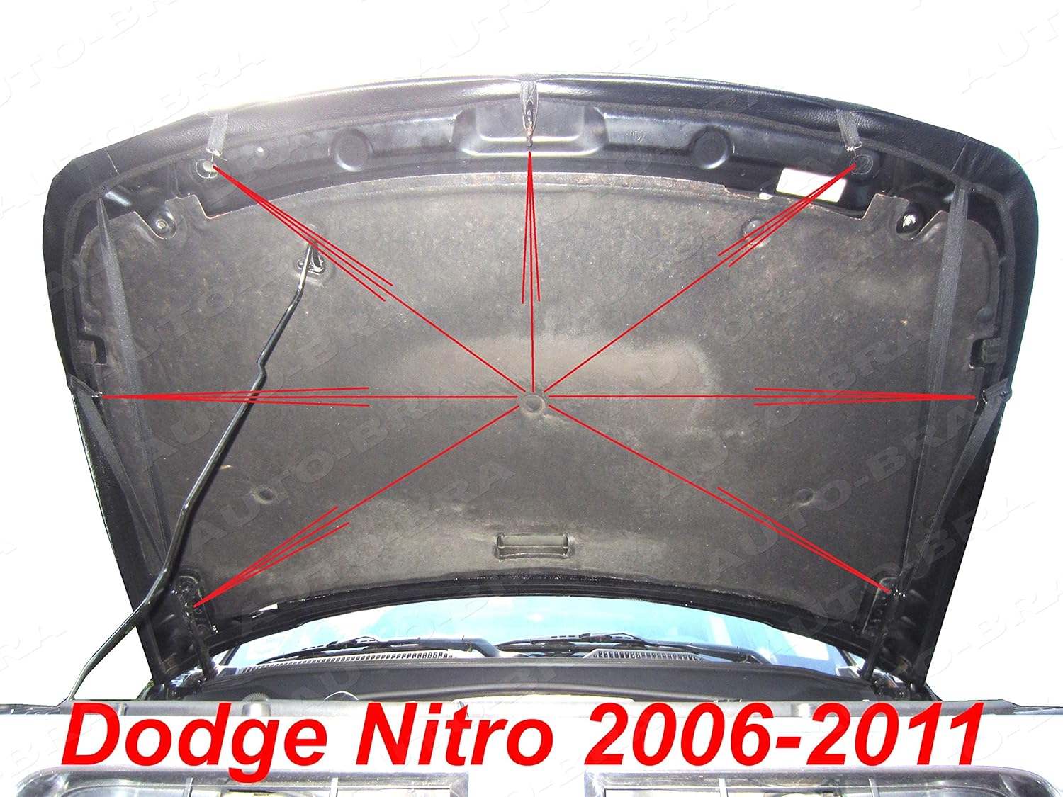 AB3-00272 Carbon Fiber Look Hood Bra Compatible with Dodge Nitro 2006-2011 Front End Nose Mask Bonnet Bra