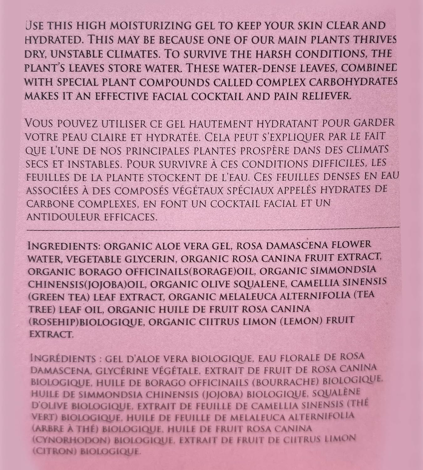 J'S NATURAL BEAUTY WHERE REAL IS REAL Unrefined Rose and Aloe Vera Moisturizing Rush 99 Hr Renew Hydration All Natural and Vegan Formula Highly Moisturizing Gel with Squalene