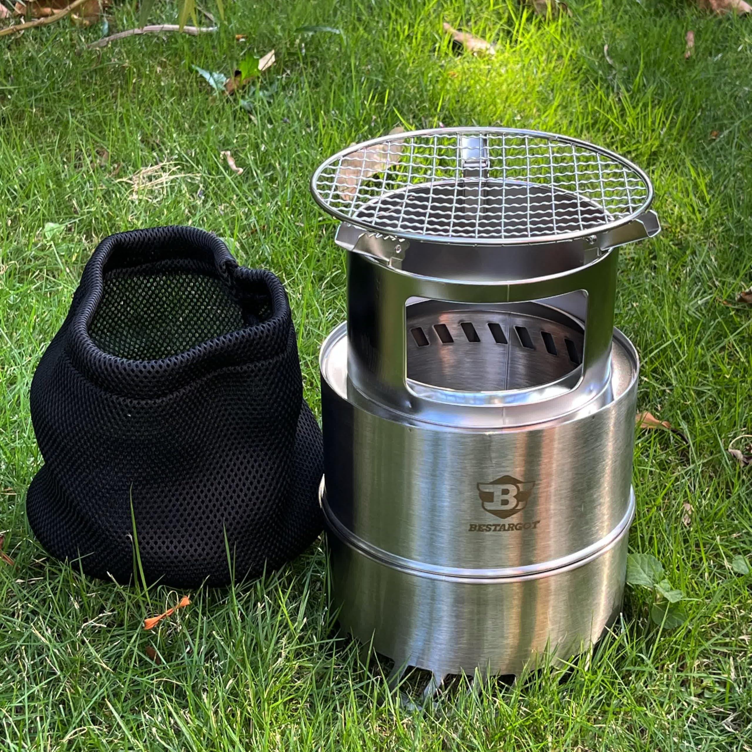 Réchaud Bois Portable Bestargot - Pliable Acier Inoxydable Pour Camping Randonnée