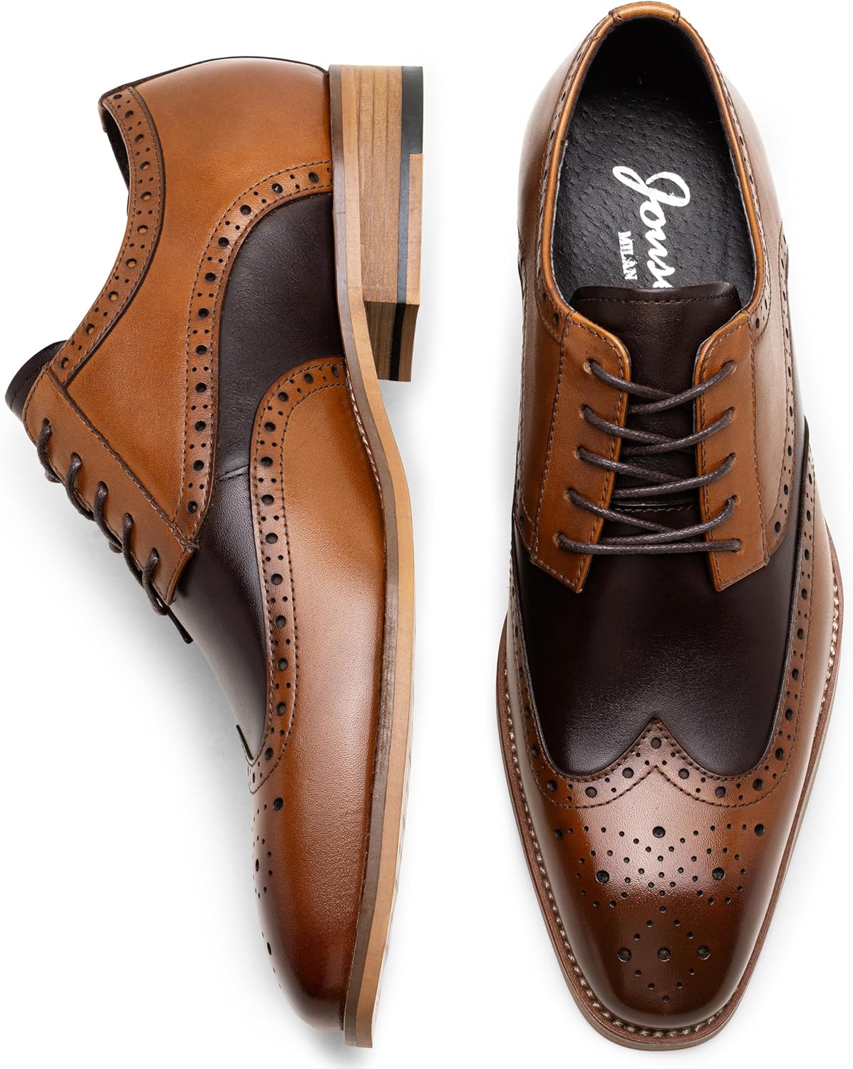 Jousen Mens Dress Shoes Leather Oxford Derby Shoe Formal Brogue Wingtip Dress Shoes for Men - Image 5