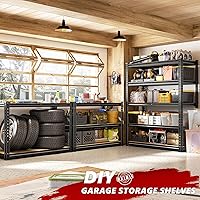 Vista 6 de REIBII Estantes de almacenamiento de 2020 LBS, estantería de garaje de 5 niveles, estantes de garaje ajustables y resistentes, estante de utilidad