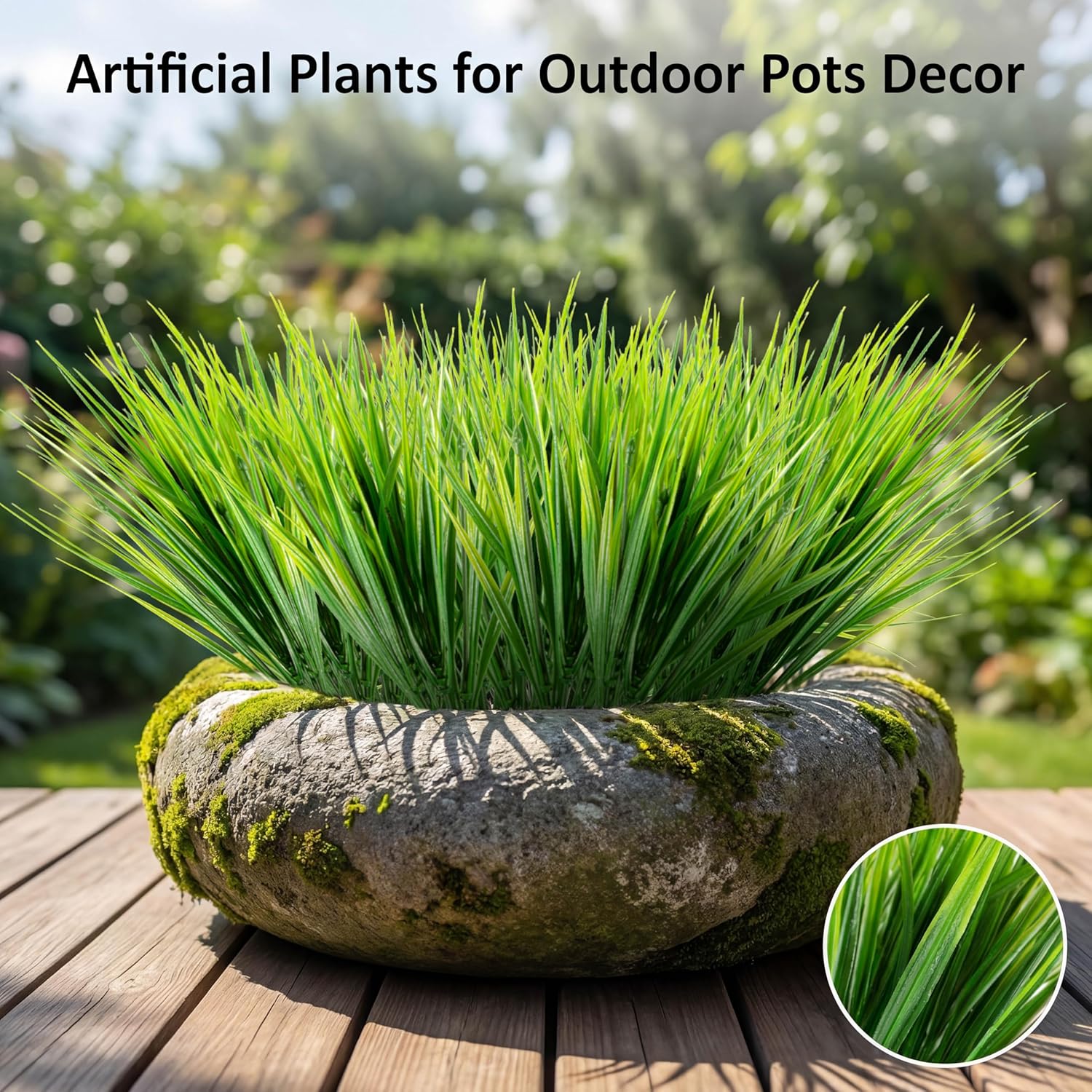 MAQIHAN 10 Artificial Grass Plant Outdoors - Faux Fake Wheat Grass Decor UV Resistant Outdoor Plants Plastic Outside Weed Plant Artificial Greenery for Porch Decorative