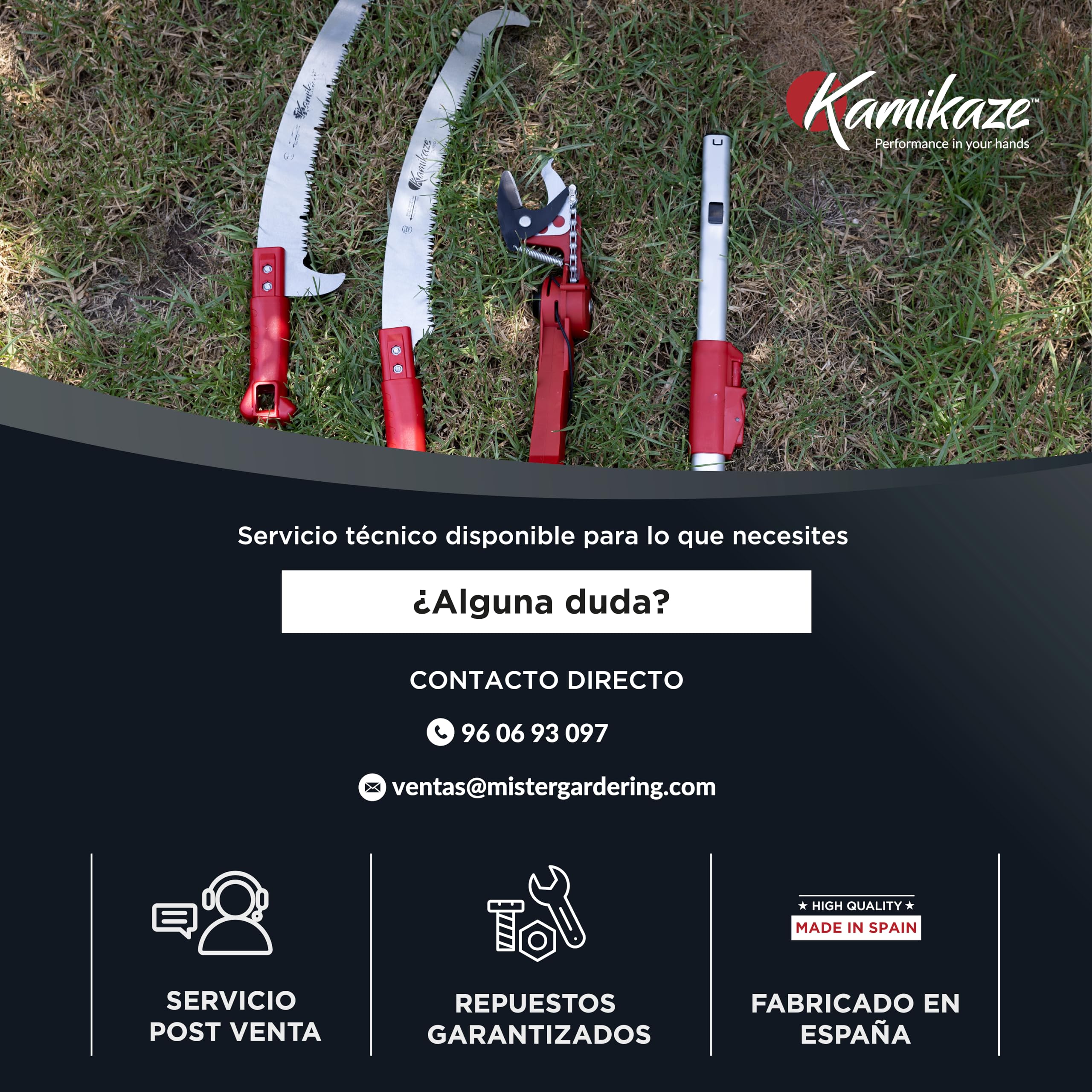 KAMIKAZE Pertiga Multiherramienta Telescópica de 3 Tramos Ajustables de 2 a 6 m Aluminio Anodizado con Funda de Goma Empuñaduras de Polipropileno Compatible con Serruchos MT330BH MT360BH y Tijera MT63