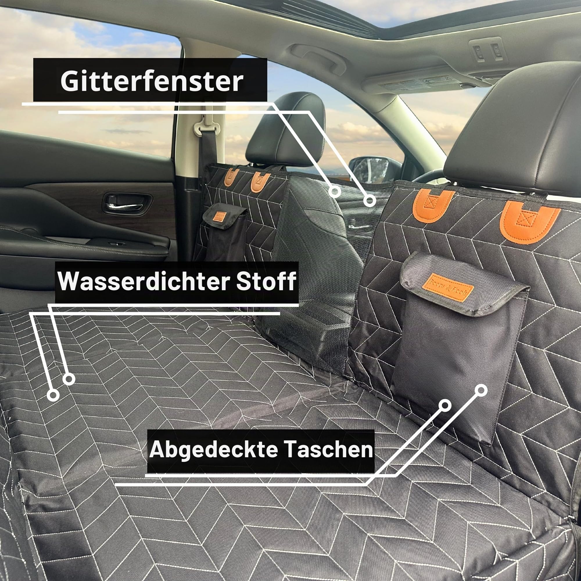 Boops & Floofs Umwandelbare Rücksitzverlängerung für Hunde, Auto, Autositz