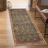 Keen Home Design 2x12 Rug - Machine Washable Runner with Non-Slip Backing, Ideal for Hallway, Entryway, Kitchen, Laundry Room - Vintage, Easy Clean, Durable, Low Pile Rug - (2'6