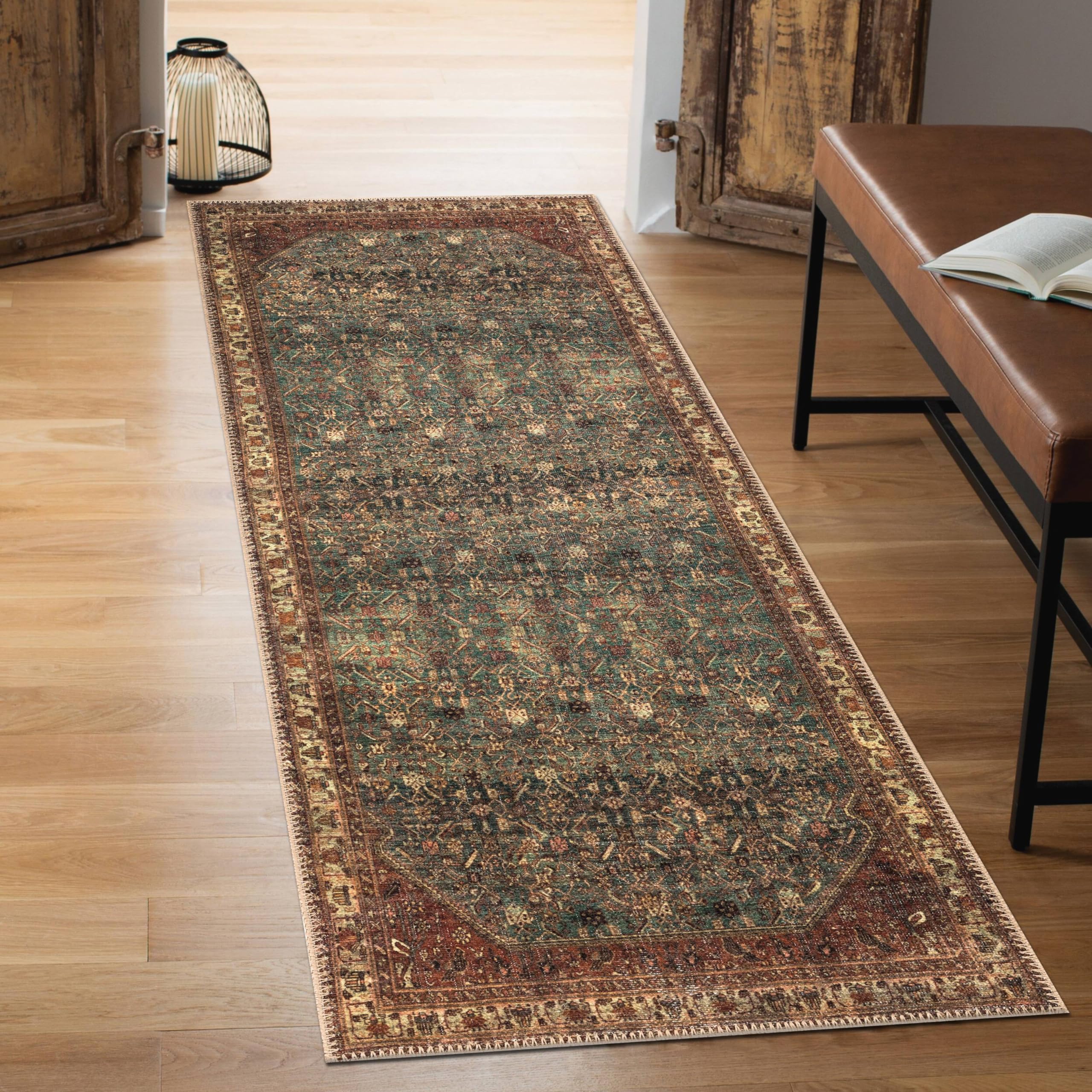 Keen Home Design Machine Washable Area Rugs with Non-Slip Backing, Ideal for Hallway, Living Room, Bedroom, Kitchen and Laundry Room, Vintage Moroccan and Low Pile Rug - (2'6'' x 10')