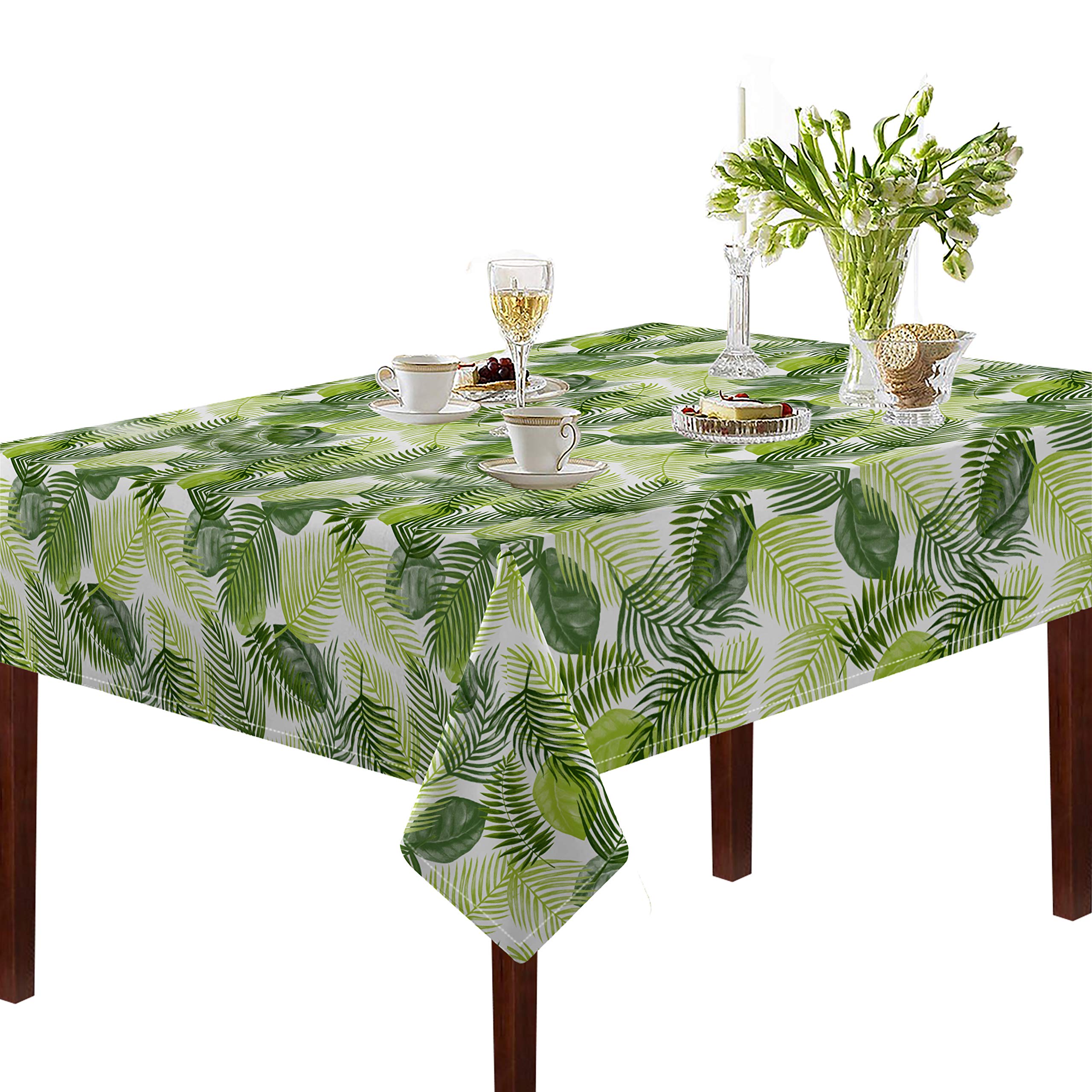 Oasis Home Collections Cotton K Leaf Printed 2 Seater Square Table Cloth (Green, Pack of 1)