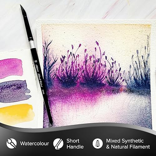 Miniatura 30 de Silver Brush - Pincel de mango corto, mezcla de ardilla y risslon, terciopelo negro, Natural, Round, talla 6