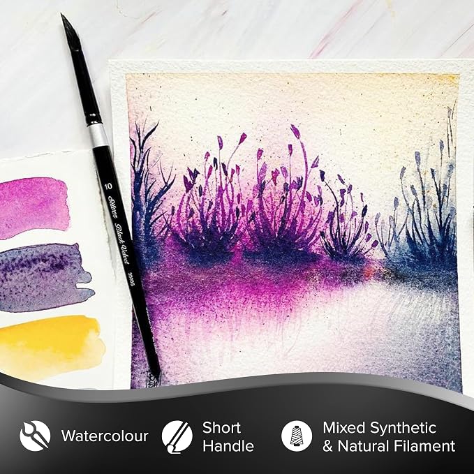Silver Brush Limited 3000S-4 Black Velvet Round Paintbrush for Watercolor, Gouache, Inks, & Dyes, Size 4, Short Handle