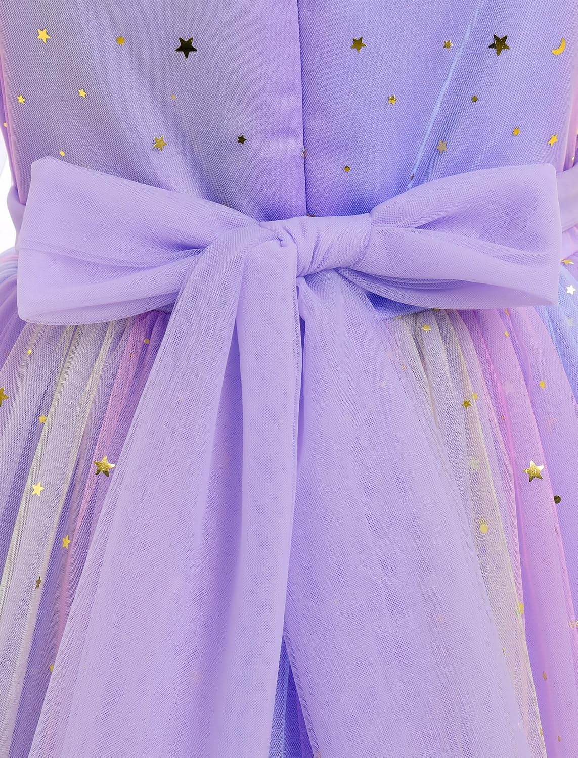 キッズ ガールズ 誕生日パーティー 長袖 スター グリッター チュール チュチュ ドレス 3D バタフライ スター スパンコール フ