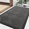 Smiry Front Door Mat Outside Entrance, Heavy Duty Natural Rubber Doormat, Trap Dirt and Moisture Easy Clean Low Profile Patio Porch Welcome Floor Mats for Entry, 71x47 Inch, Beige