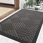 Smiry Front Door Mat Outside Entrance, Heavy Duty Outdoor Indoor Natural Rubber Doormat, Non Slip, Trap Dirt and Moisture, Easy Clean, Low Profile Patio Porch Entryway Mat, 29.5x17, Grey