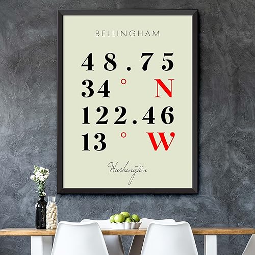 Miniatura 5 de Mapa de Bellingham, Washington, Coordenadas Multilíneas de Colores (8x10)