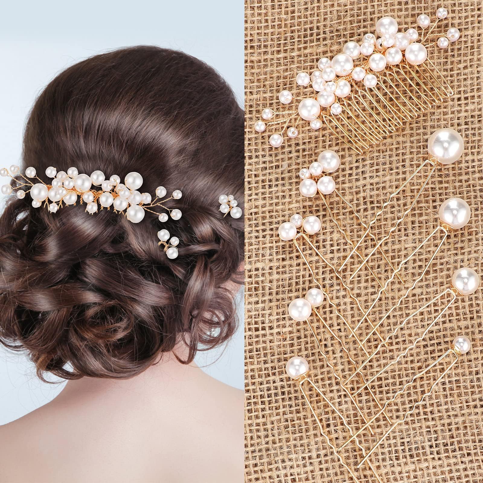 Geosar Wedding Hair Accessories, Hair Clip Set of 9 — free download