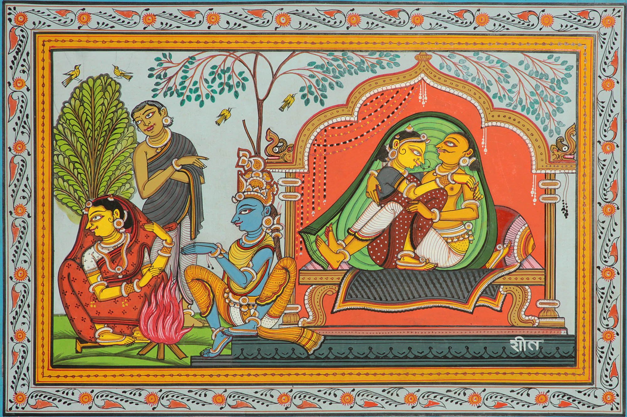 Tableau d'art indien Shita Ritu cadeau idéal pour passionné de culture