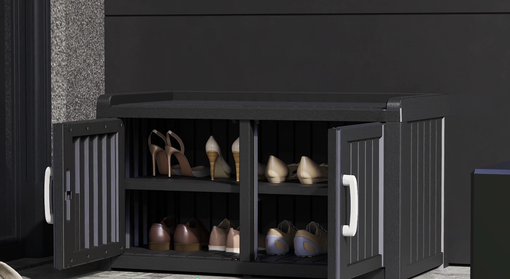 Amazon.com: KAMABOKO 2-Tier Shoe Storage Bench with 2 Barn Doors