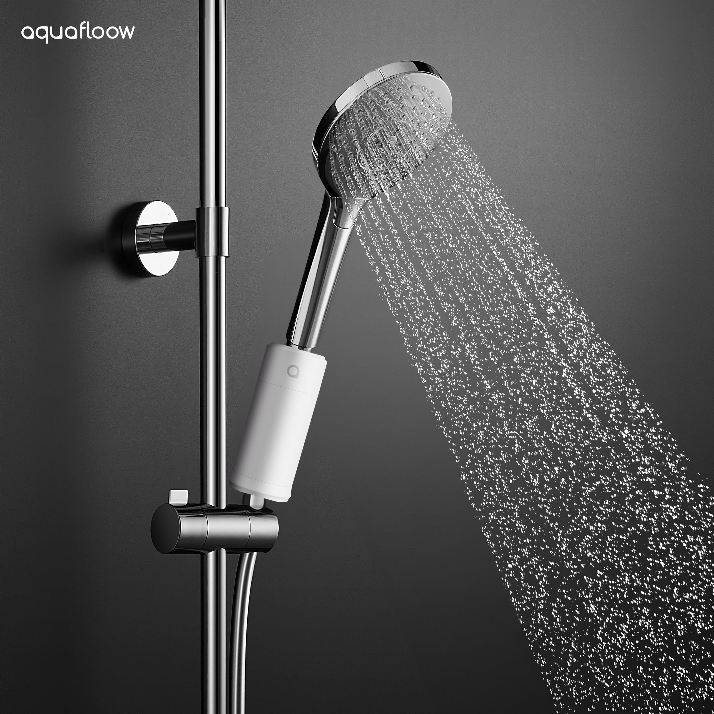 Aquafloow Filtro per Doccia contro Calcare, Cloro e Sporco, Filtrazione a 20 Stadi – Riduce la Perdita dei Capelli e le Irritazioni della Pelle – Adatto a tutti i Tubi Standard