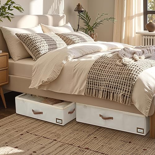 Vista 5 de StorageWorks Almacenamiento debajo de la cama con ruedas, contenedores de almacenamiento debajo de la cama de 10 pulgadas con tapa, organizador