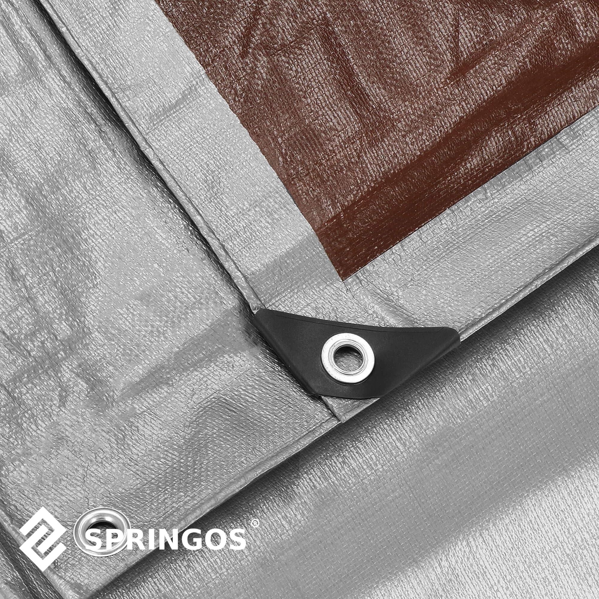 SPRINGOS Lona de protección, 6 x 8 m, ojales reforzados, PE 210 g/m2, lona de camping, resistente al agua