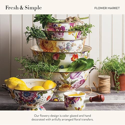 Miniatura 9 de MACKENZIE-CHILDS Colador de esmalte de flores silvestres azules, colador de cocina decorativo grande, utensilios de cocina esmaltados lindos