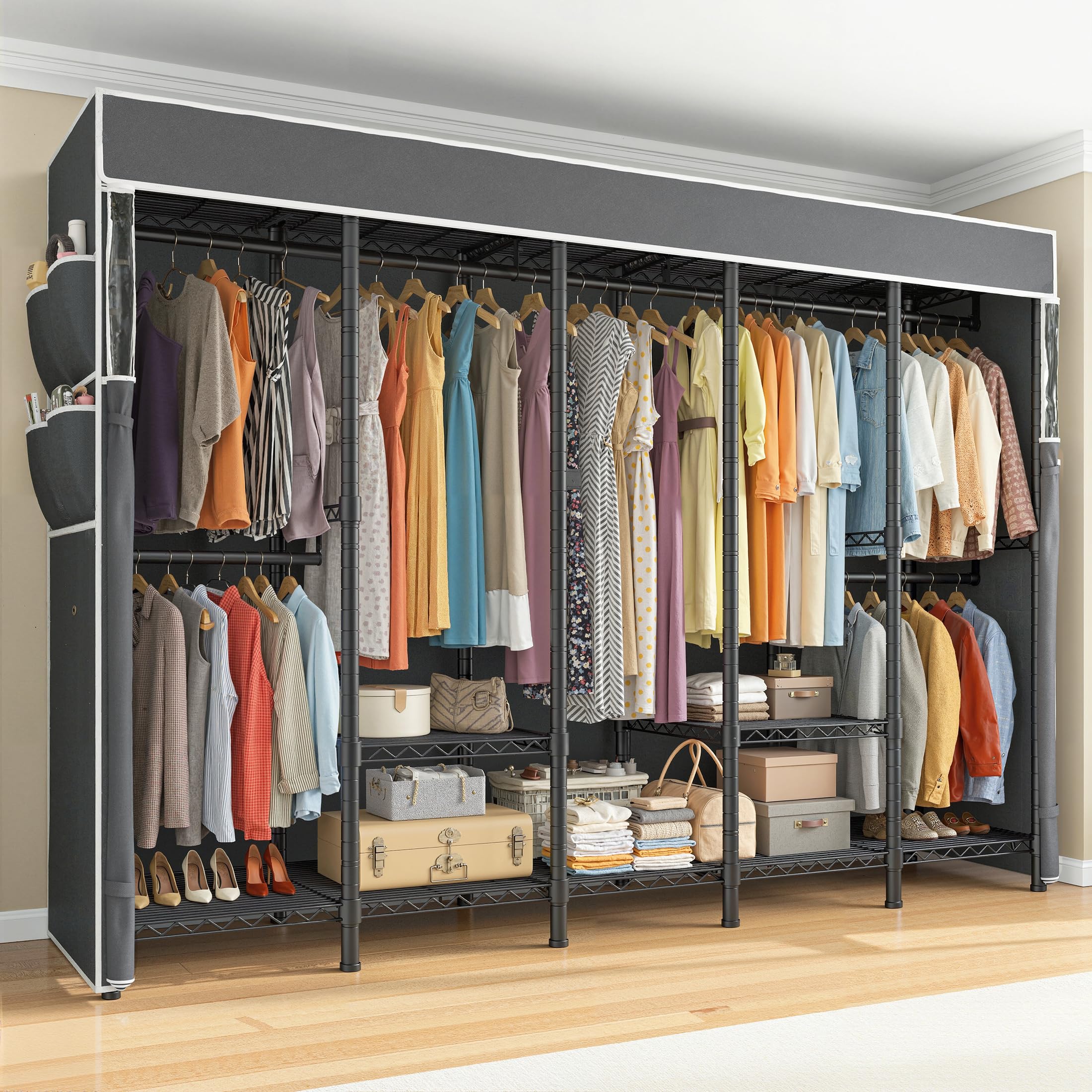 Raybee Clothes Rack, Heavy Duty Portable Closet 1200LBS Adjustable Shelves