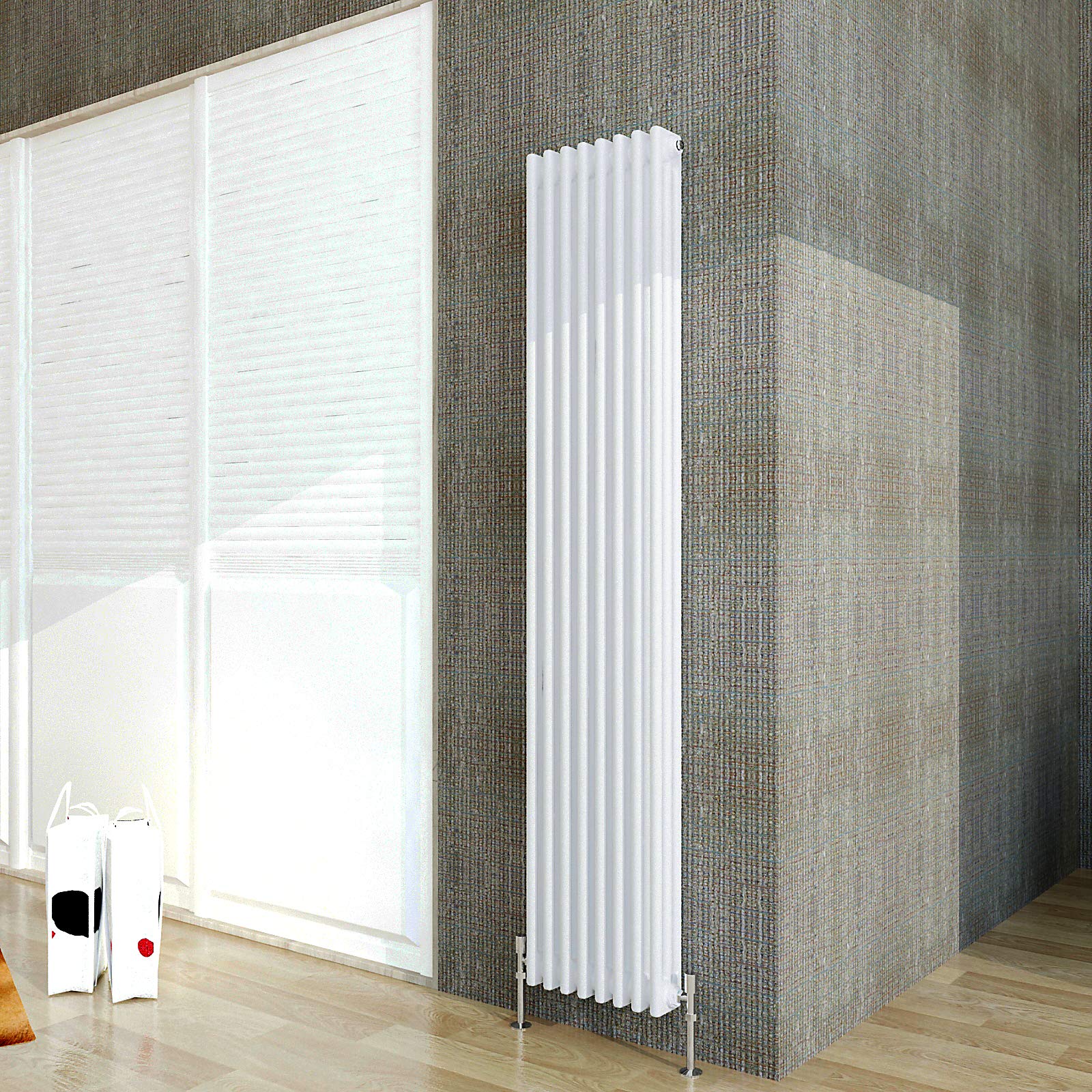 Acezanble∣3 Column Radiator, Vertical 1800mm White Tall Traditional Cast Iron Style Radiators Windows Hallyway — image 1